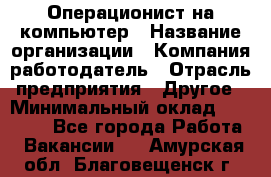 Операционист на компьютер › Название организации ­ Компания-работодатель › Отрасль предприятия ­ Другое › Минимальный оклад ­ 19 000 - Все города Работа » Вакансии   . Амурская обл.,Благовещенск г.